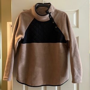 A&F fleece pullover. Brown with black trim. Size